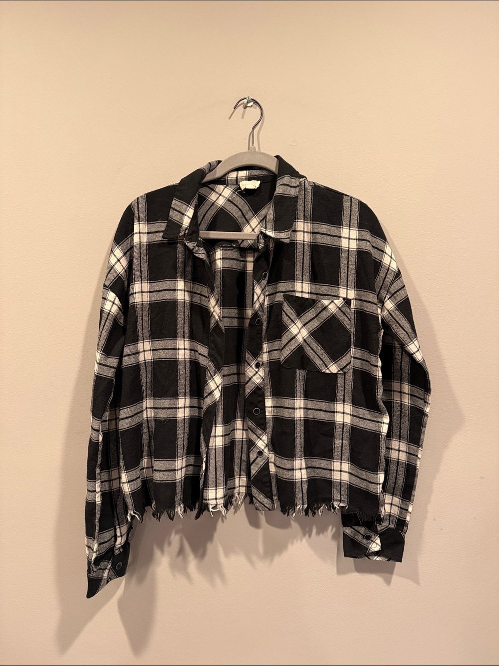 Thread & Supply Black & White Plaid Cropped lightweight Button up- Women's Jack